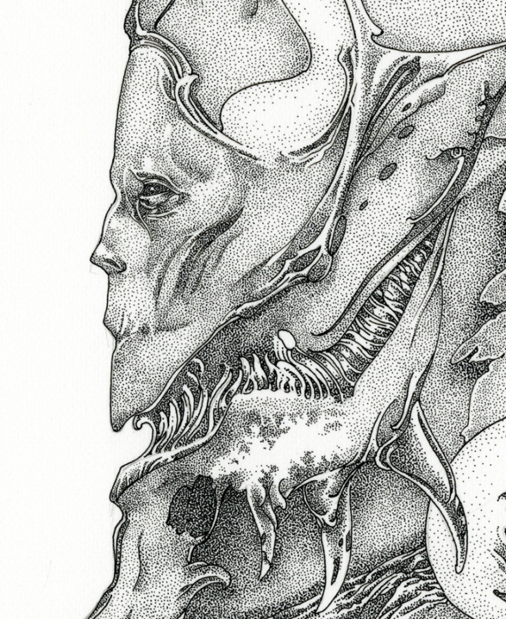 Detail of a stipples drawing called Somnium